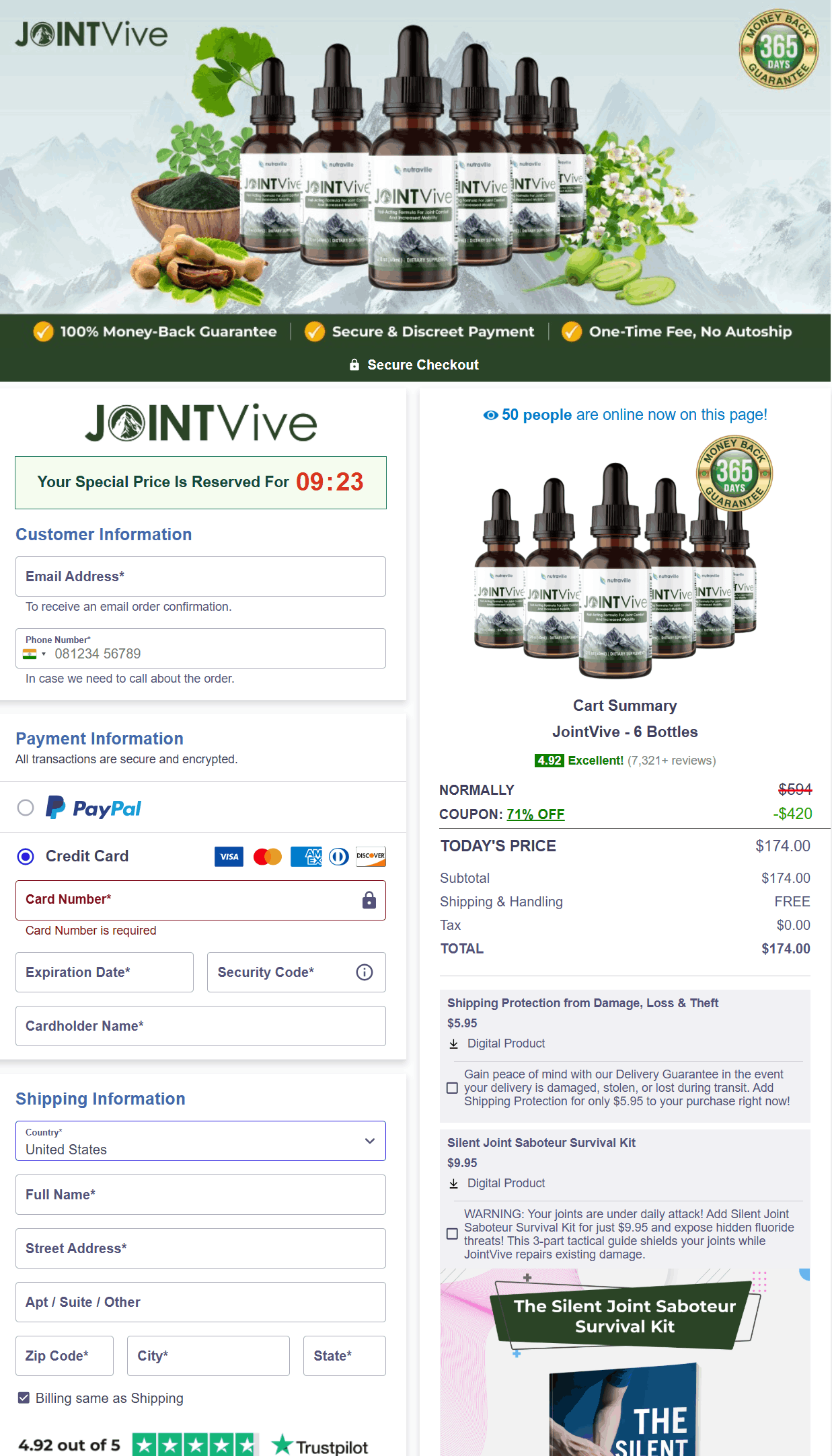 JointVive-Checkout Page